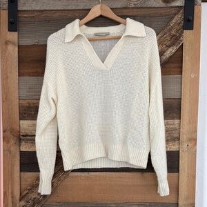 Everlane waffle knit alpaca polo sweater